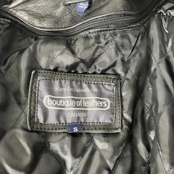 Boutique Of Leathers Leather  Motorcycle Jacket Black Zip Out Lining Size Small - Picture 10 of 12